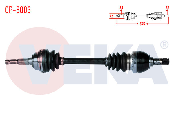 VEKA OP-8003 | Komple Aks Sol Ön Uzunluk 595mm Opel Astra G (F69) 1.4 16V 1998-2005
