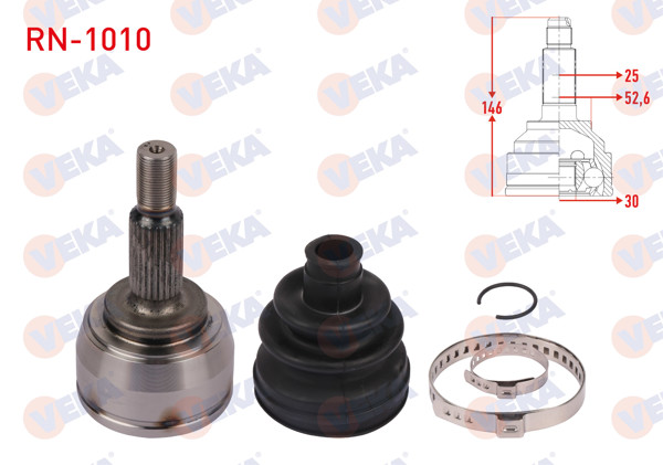 VEKA RN-1010 | Aks Kafası Sağ On Dıs Uzunluk 146mm Renault Scenic II (Jm0 / 1) 1.5 DCI M-T 2003-2009