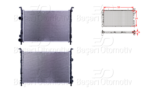 WISCO 3113755-00 | Su Radyatörü Brazing Mt 520X379x26 Fiat Palio (178_, 171_) 1.2 1.4 1996-2002 Siena (178_, 172_) 1.3 98-04