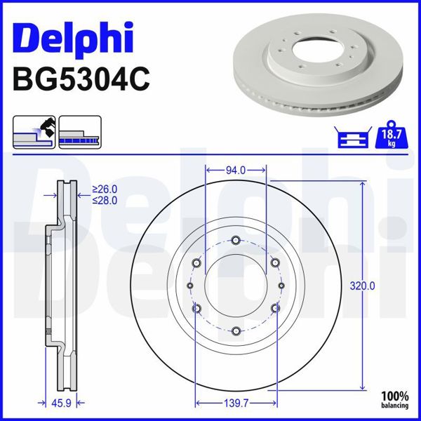 DELPHI BG5304C | Fren Diski Delikli On Mitsubishi L200 19 -