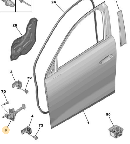 PSA 9830837180 | Ön Kapı Gergisi / 308 (P5)-Astra (O5) Ds4 (D41) 408 (P54)