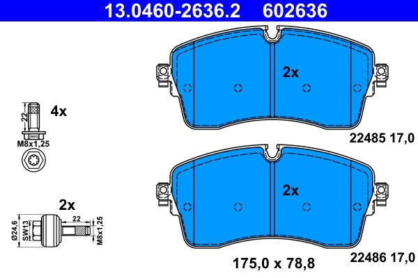 ATE 130460-26362 | Fren Balatası Ön Velar 17 > / Xe Range 15 > Xf 16 > F-Pace 16 >