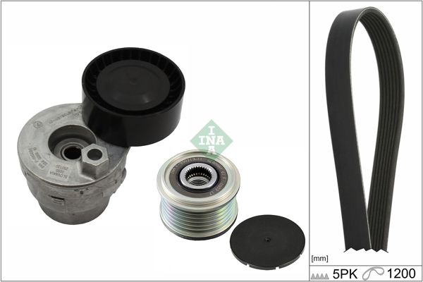 INA 529001520 | V Kayış Kit 5Pk1200 Gergi Rulmanı Altarnator Kasnağı Renault Megane II 1.5 DCI K