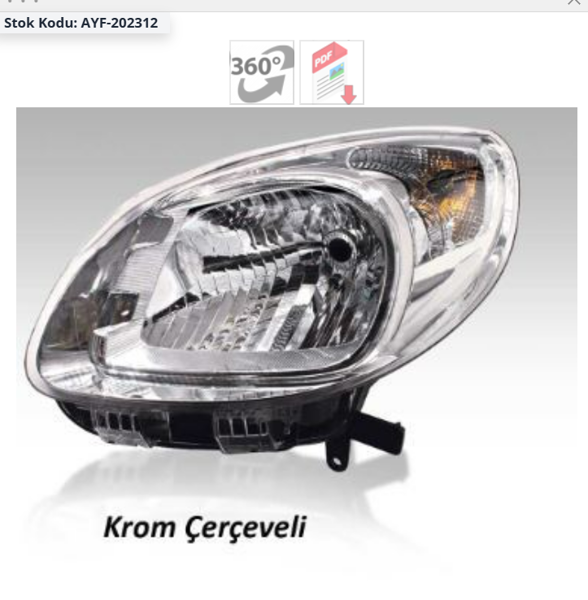 AYFAR 202312 | Far Sağ Motorlu Krom Çerçeveli Kangoo IV