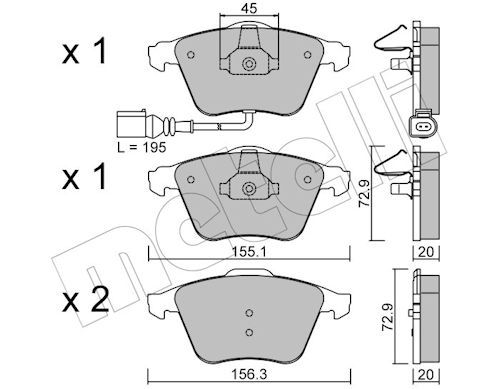 METELLİ 22-0549-4 | Fren Balatası Ön VW Golf VI 08-12 Polo 05-10 Audi A3 06-12 Seat Leon 09-12