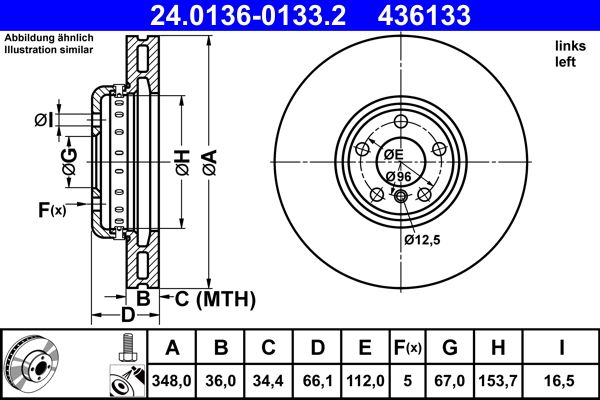 ATE 240136-01332 | Fren Diski Ön Sol BMW G20 G30 G11 G01 G02 G05 G14 G15 G32 Ix 17 >
