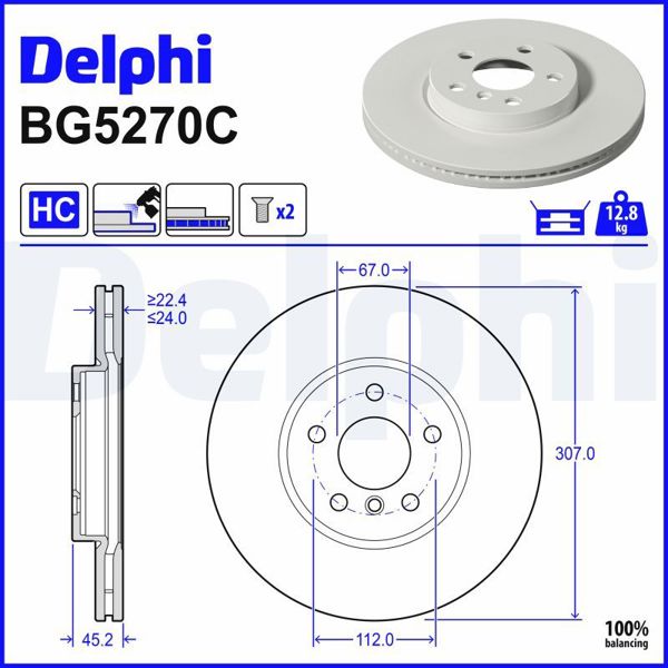 DELPHI BG5270C | Fren Diski Ön BMW F45 F46 Mini F54 F60 14 >