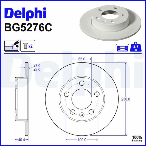 DELPHI BG5276C | Fren Diski Arka Skoda Fabia Rapid Scala Polo 18 >