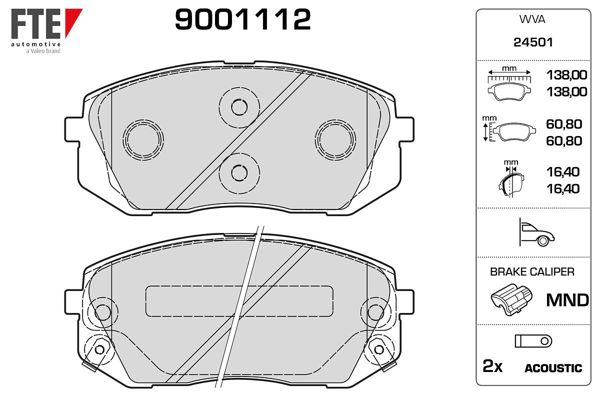 FTE 9001112 | Ön Fren Balatası Hyundai Tucson 2015-> Ix35 10-> Sonata 2014-> I40 11-> Kona 1.6 T-GDI 2016-> Kia So