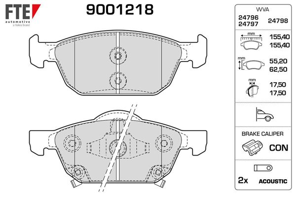 FTE 9001218 | Ön Fren Balatası Honda Accord 08 > 13 Honda Civic Fk Hatchback 12 > 16 / Civic Fc 1.6 I-Dtec 17 > / Civic
