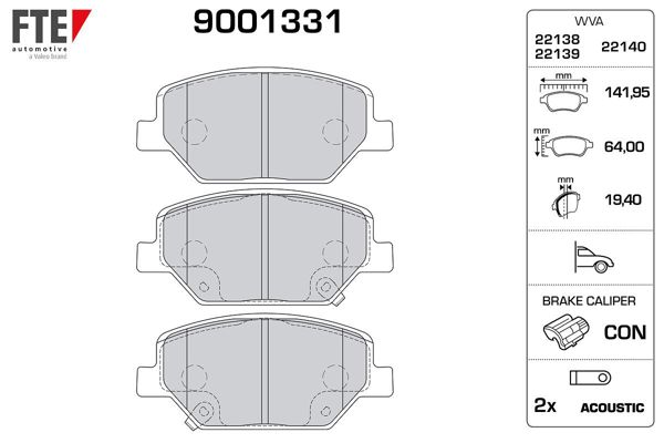 FTE 9001331 | Ön Fren Balatası 17 İnc Opel Insignia B 17 >