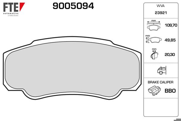 FTE 9005094 | Arka Fren Balatası (Dısklı Fren) Boxer II Jumper II Ducato II 1800Kg (16 Jant) 02 > (03 06)