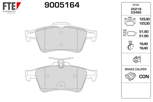 FTE 9005164 | Arka Fren Balatası P308 Rcz C4 II Ds4 1,6Gtı / 1.6 HDI / 2.0 HDI 07 / 10 >