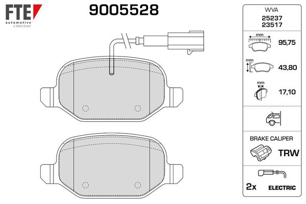 FTE 9005528 | Arka Fren Balatası Linea 1,3D Multijet 06 09 > 1.4 / 1,4T Jet 06 07 > / 1.6 / 1,6D Multijet 06 09 >