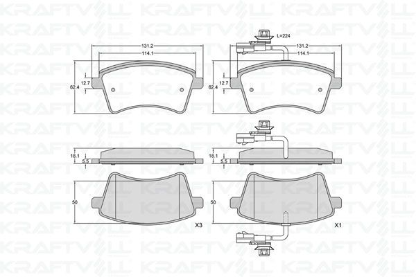 KRAFTVOLL 07010323 | Ön Fren Balatası Kangoo III 08 > Mercedes Cıtan 13 > 21 1.2 TCE 1.5 DCI 1.6