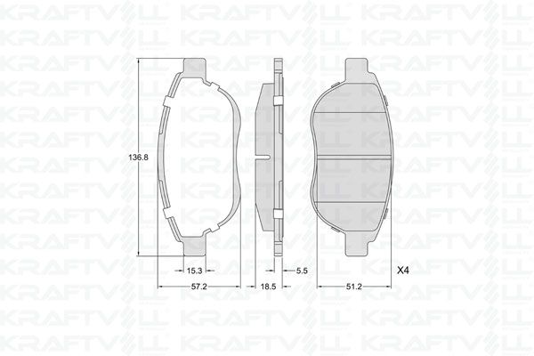 KRAFTVOLL 07010331 | Ön Fren Balatası Citroen C3 II C4 Xsara Berlingo 00 > Peugeot 1007 207 307 206 00 > Fiat Doblo 06 > Gee