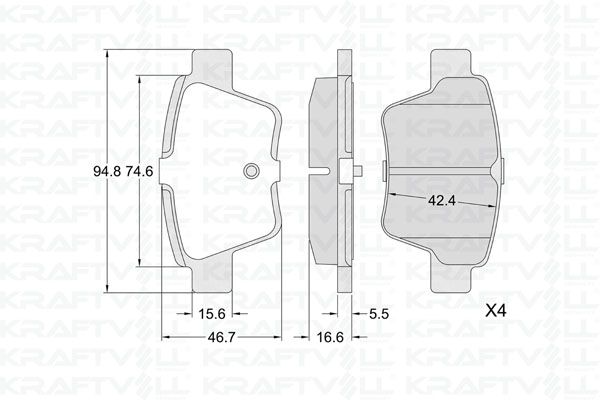 KRAFTVOLL 07010332 | Arka Fren Balatası P307 C4 C4 Coupe P207 1.4 16V,1.6 16V,1.6 HDI 110 Fap,1.6 HDI 90 2.0 16V,2.0 HDI