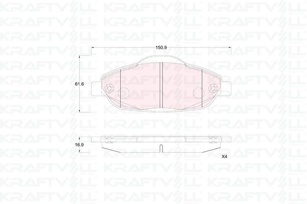 KRAFTVOLL 07010339 | Ön Fren Balatası P308 P3008 1.4 16V / 1.6 16V / 1.6 HDI 09 / 07 >