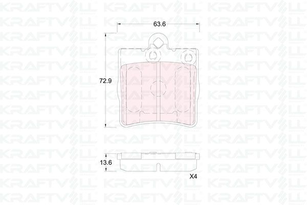 KRAFTVOLL 07010357 | Fren Balatası Arka W202 95 > 00 S202 96 > 00 W203 00 > 07 Cl203 08 > 11 W210 95 > 00 R170 96 > 00 R171 04 > 11