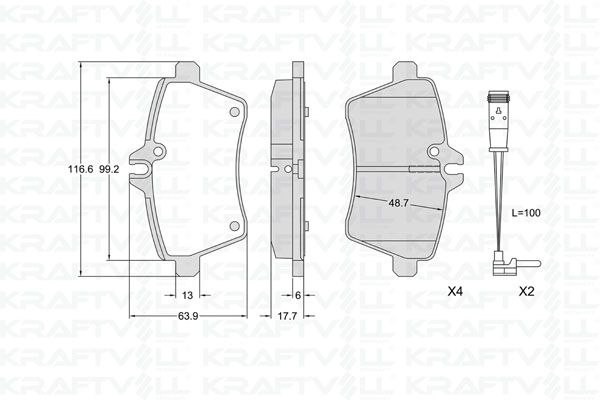 KRAFTVOLL 07010425 | Fren Balatası Ön A-Class W169 04 > 12 B-Class W245 05 > 11