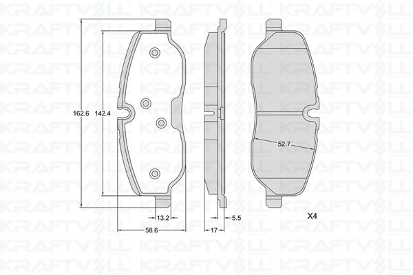 KRAFTVOLL 07010428 | Fren Balatası Ön Discovery 3 L319 04 > 09 Discovery 4 L319 09 > 18 Range Rover 3 L322 02 > 12