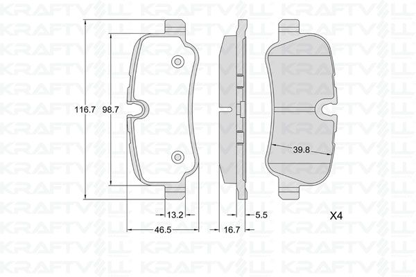 KRAFTVOLL 07010429 | Fren Balatası Arka Discovery 3 05-09 Discovery 4 2.7-3.0-5.0 10-16 Range Rover Sport 05-13 3.0-5.0 R