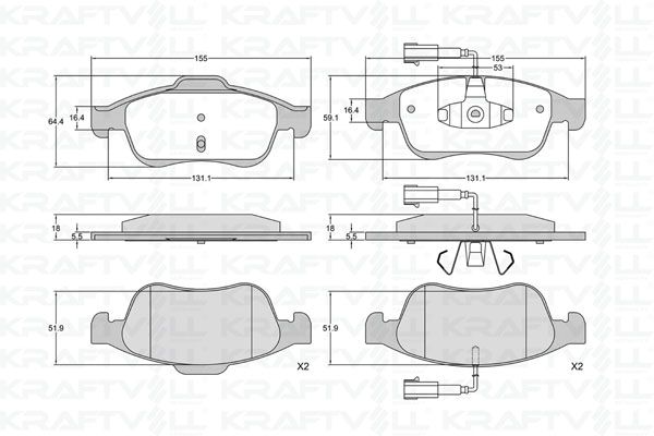 KRAFTVOLL 07010431 | Ön Fren Balatası Alfa Romeo Giulietta 1.4 Tb 10= > 1.6 Jtdm 105 10= >