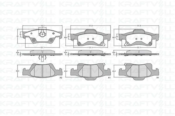 KRAFTVOLL 07010436 | Arka Fren Balatası Grand Cherokee IV Wk / Wk2 3.0Crd / 3.6 / 5.7 / 6.4 11 / 10