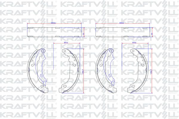 KRAFTVOLL 07020039 | Arka Fren Balatası (Pabuç) P206 P206 + (T3e) 1,1 1.4 1,4Hdı 1.6 1,9D ABS 98 > Bosch Tipi (180*32)
