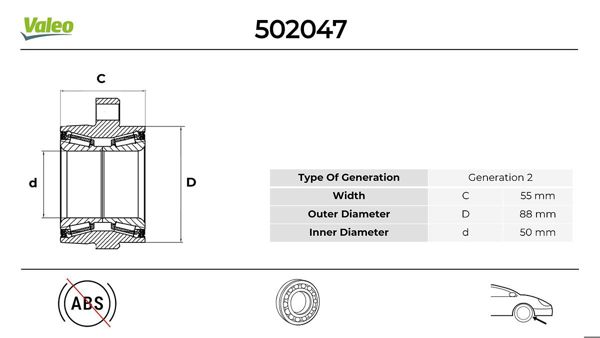 VALEO 502047 | Ön Teker Rulmanı Mitsubishi L200 Cr Su Dıd 2005 >