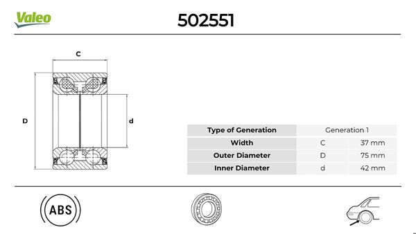 VALEO 502551 | Teker Rulmanı BMW F20 F21 F30 F32 F36 Arka Sağ Sol