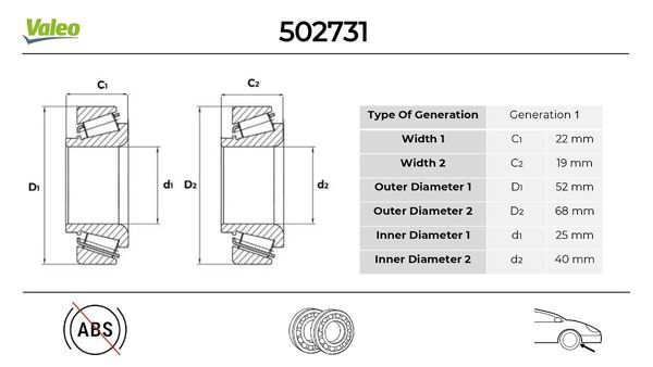 VALEO 502731 | Teker Rulmanı Ön (Keçe Ile) X218 12 > 17 C218 11 > 17 W212 09 > 15 S212 11 > 16