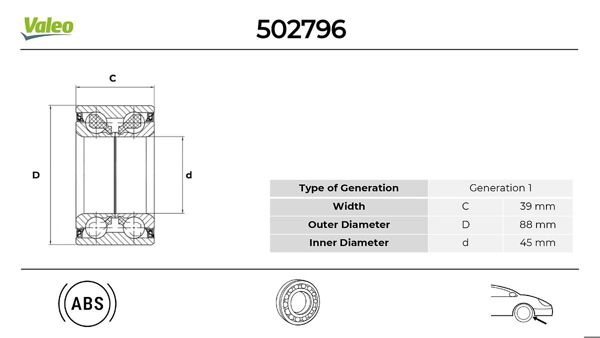 VALEO 502796 | On Tekerlek Rulmanı Kit Prımastar Vivaro Espace Megane II Vel Satıs Traffic 1,9D / 2.0 CDTI / 2.5 DCI 0