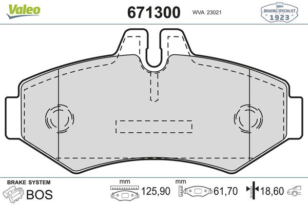 VALEO 671300 | Fren Balatası Arka G-Class W463 98 > Sprinter 99 > 06 , Lt35 96 >