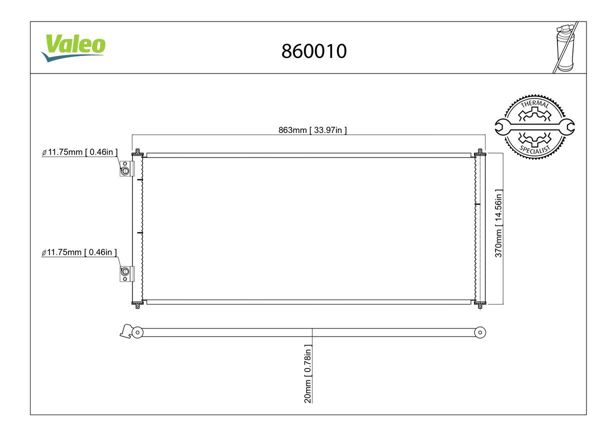 VALEO 860010 | Klima Radyatörü (Kondanser) Transit V184 2.0Tdcı / 2.4 TDCI 00 > 06