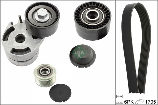 INA 529001222 | V Kayış Kit (V Kayış + Kütüklü Gergi Avare Ve Sarj Dmo Rulmanı) Peugeot 206 407