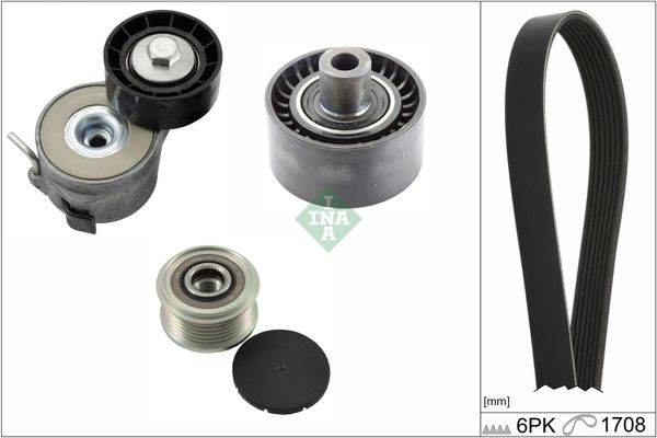 INA 529004621 | V Kayış Kit (V Kayış + Kütüklü Gergi Avare Ve Sarj Dmo Rulmanı) Peugeot 206 407