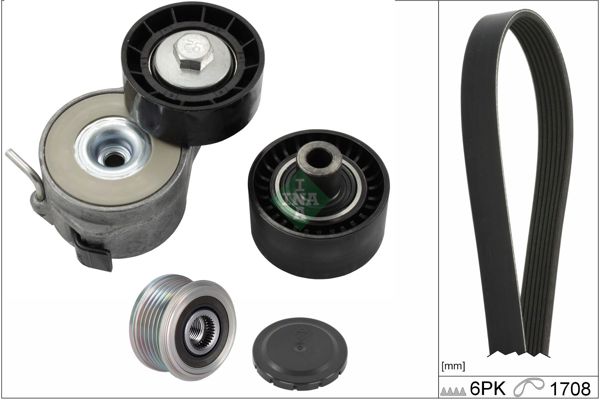 INA 529004624 | V Kayış Kit (V Kayış + Kütüklü Gergi Avare Ve Sarj Dmo Rulmanı) Peugeot 206 407