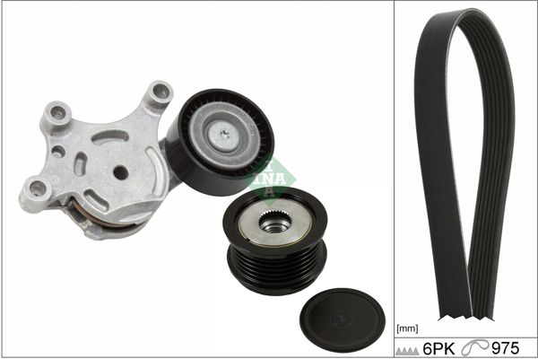 INA 529026124 | V Kayış Kit (V Kayış + Kütüklü Gergi Ve Sarj Dmo Rulmanı Oluk 16,3mm) Ford Fıest
