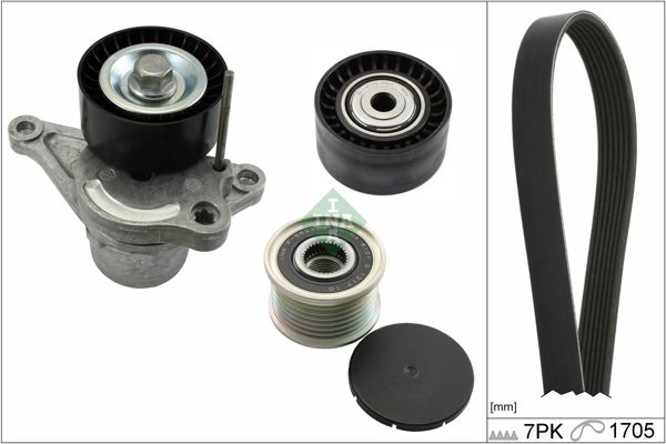 INA 529042321 | V Kayış Kit (V Kayış + Kütüklü Gergi Avare Ve Sarj Dmo Rulmanı) Renault Megane