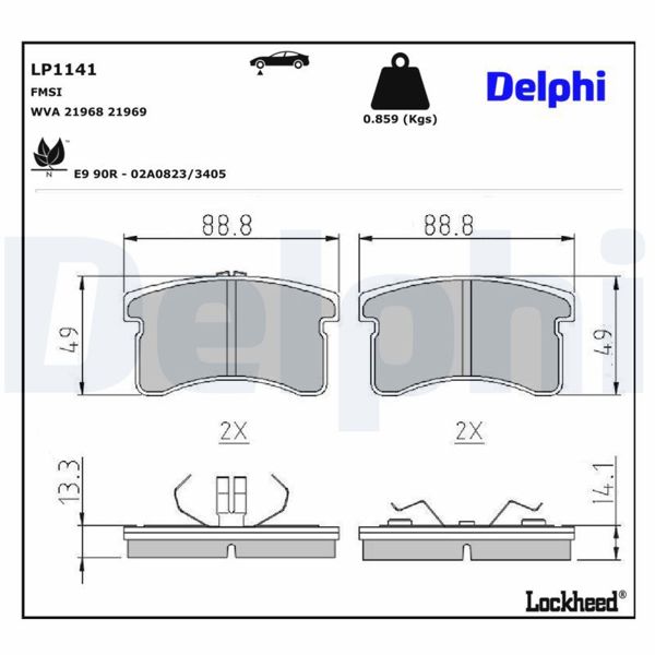 DELPHI LP1141 | Fren Balatası Ön (Wva 21968) > Daihatsu > Copen-Cuore