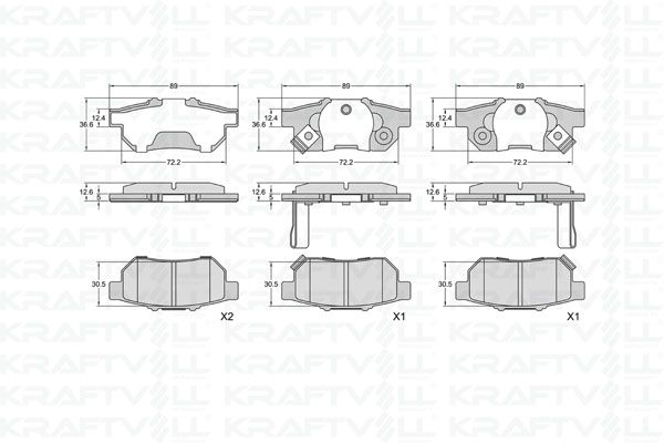 KRAFTVOLL 07010389 | Arka Fren Balatası Honda Civic 92-00 / Jazz / City 04-> / Crx / Integra 88-97