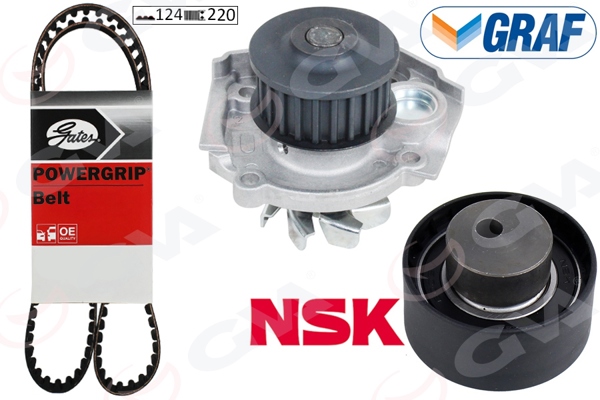 GVA 59WPK2915 | Devirdaimli Eksantrik Gergi Kiti 124X220 Brava 1.2 16V-Bravo I-II 1.2-1.4 Egea-Doblo 1.4-Linea 1. 2-Marea-Palio 1.2