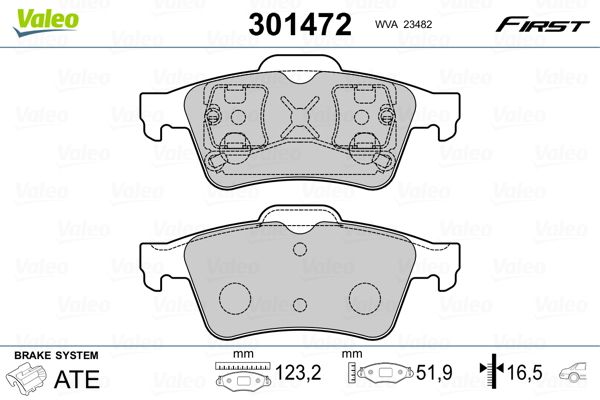 VALEO 9005020 | Arka Balata Renault Laguna II 01 > 07 Megane II 02 > 08 Latitude 11 > Vectra C 03 > Focus II 05 > Connect 06 > Cmax 06 > Primera 02 >
