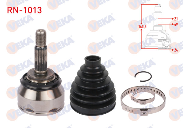 VEKA RN-1013 | Aks Kafası Sol-Sağ On Dıs Uzunluk 150mm Dacia Logan (Ls) 1.4 2004-2012