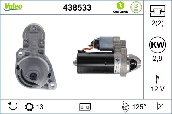 VALEO 438533 | Marş Motoru 12V 2.5Kw 13 Dıs / Start-Stop Mercedes X204 W205 C218 W222 W447 B906 B907 B910