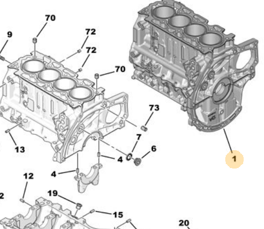MOPAR (PSA) 1623960980 | Motor Blogu (Piston + Segman Takım Içınde)