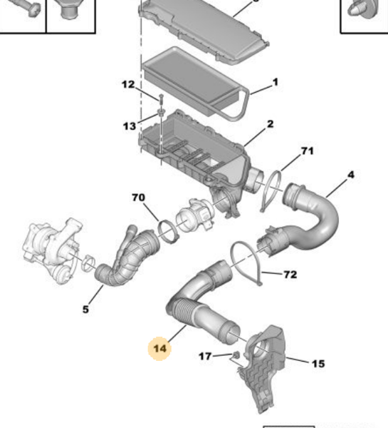 MOPAR (PSA) 1434.76 | Hava Hortumu 1.4 HDI 207 C3 Dv4td Motor