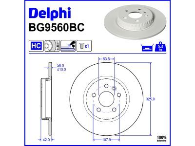 DELPHI BG9560BC | Fren Diski R.Rover Evoq / Disc. Sport / Jaguar E-Pace Arka
