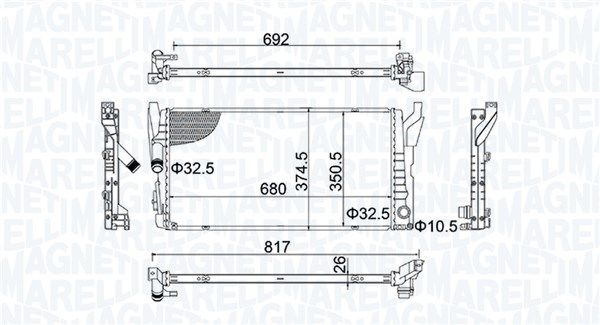 MAGNETI MARELLI 350213202800 | Su Radyatörü F45-F46-X1 F48-X2 F39 Mini F54-F55-F56 B36-B38-B46 14 -